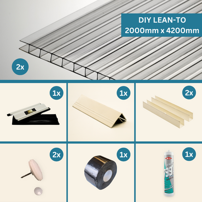 DIY Package - Clear Multiwall Polycarbonate Lean-To 2000mm x 4200mm