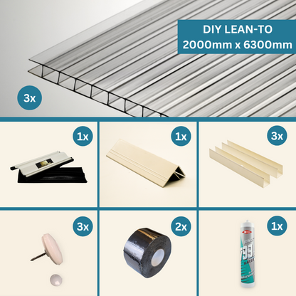 DIY Package - Clear Multiwall Polycarbonate Lean-To 2000mm x 6300mm