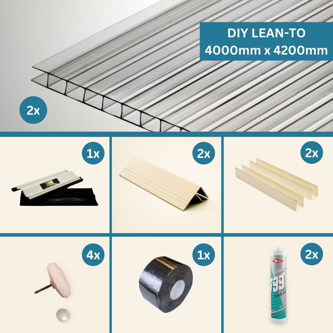 DIY Package - Clear Multiwall Polycarbonate Lean-To 4000mm x 4200mm